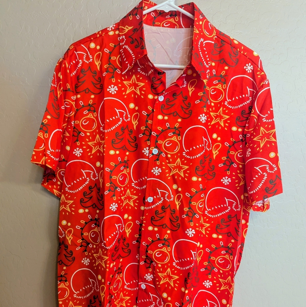 NEW Christmas Holiday Red Men's Shirt Size L - Tags Not Included